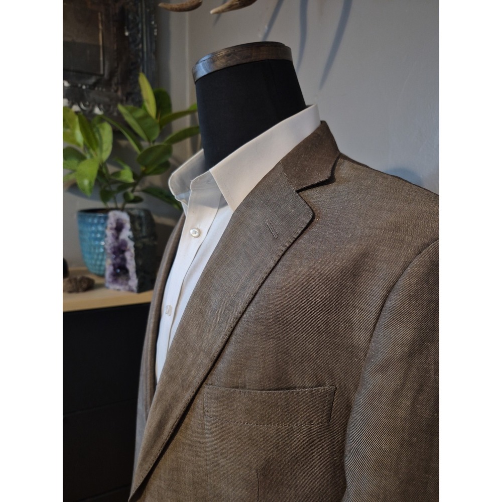 Ermenegildo Zegna Men's 46R Two Button Silk Linen Sports Coat Pewter Italy